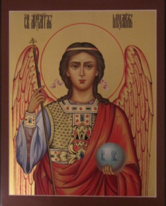 Рукописная икона Архангел Михаил 
