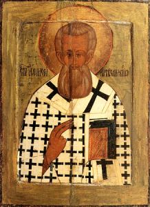 Рукописная икона Афанасий Великий
