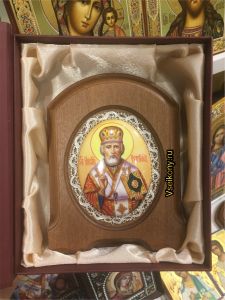 Икона из финифти Николай Чудотворец 80 (Размер 11*14 см)