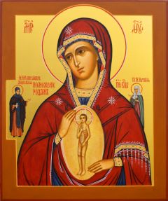 Рукописная икона Помощница в родах 8