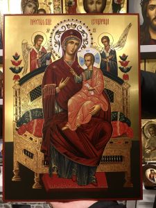 Рукописная икона Всецарица 17 