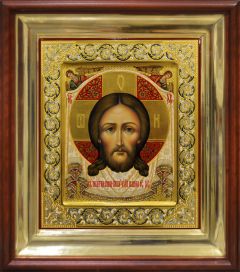 Рукописная икона Спас Нерукотворный с Ангелами 63 (Размер 27*31 см)