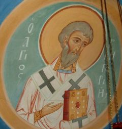 Рукописная икона Григорий Новгородский