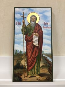 Рукописная икона Апостол Андрей Первозванный живопись 2