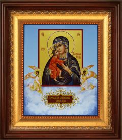 Рукописная икона Феодоровская с Ангелами (Размер 17*21 см)