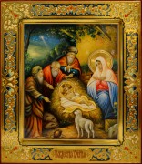 Рукописная икона Рождество Христово 14