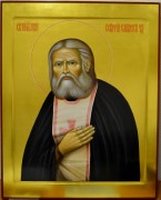 Рукописная икона Серафима Саровского храмовая (Размер 40х50 см)