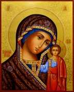 Рукописная Казанская икона с резьбой 28